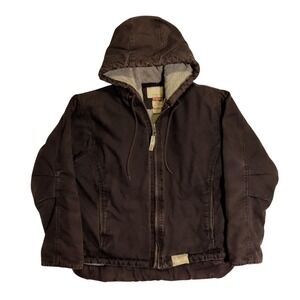 CE Schmidt Jacket Womens Size M Sherpa Lined Brown Canvas Hooded Work Wear